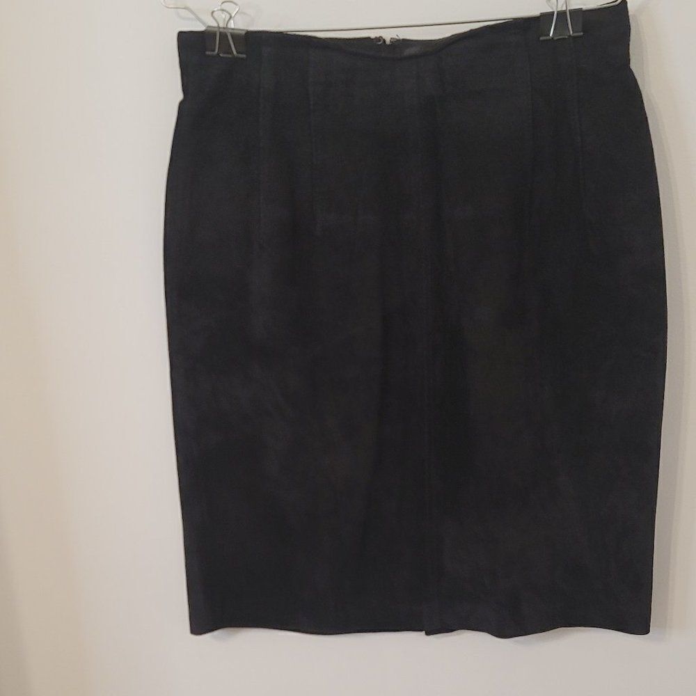 Vintage Black Leather Evan Davies Skirt